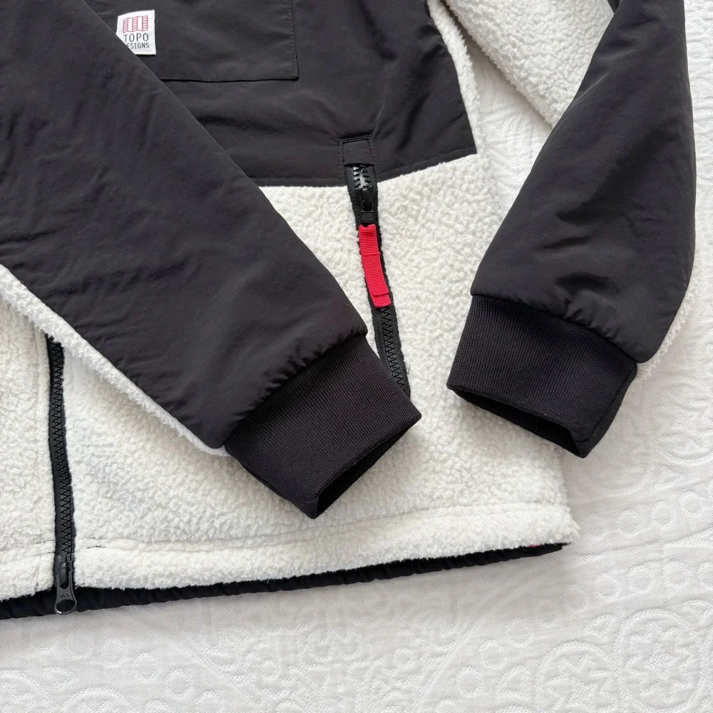 Topo Designs Women's Subalpine Fleece Jacket, Bone White / Black‎